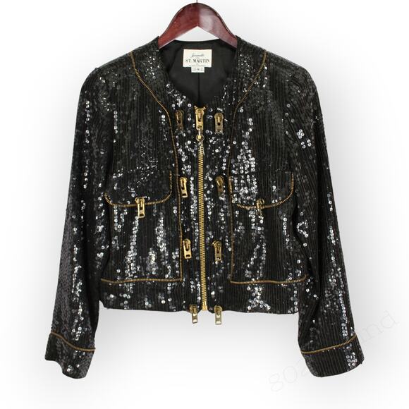 XS/S 80s Vintage Jeanette for St Martin Sequin Zipper Jacket & Pant Kastenberg - Picture 5 of 16